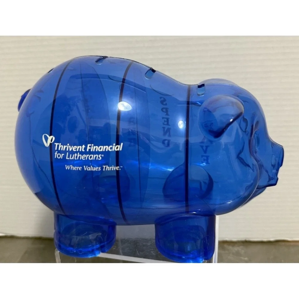 Money Savvy Pig Teaching Piggy Bank SAVE SPEND DONATE INVEST Blue **piggy Only**